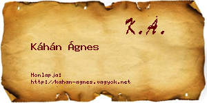 Káhán Ágnes névjegykártya